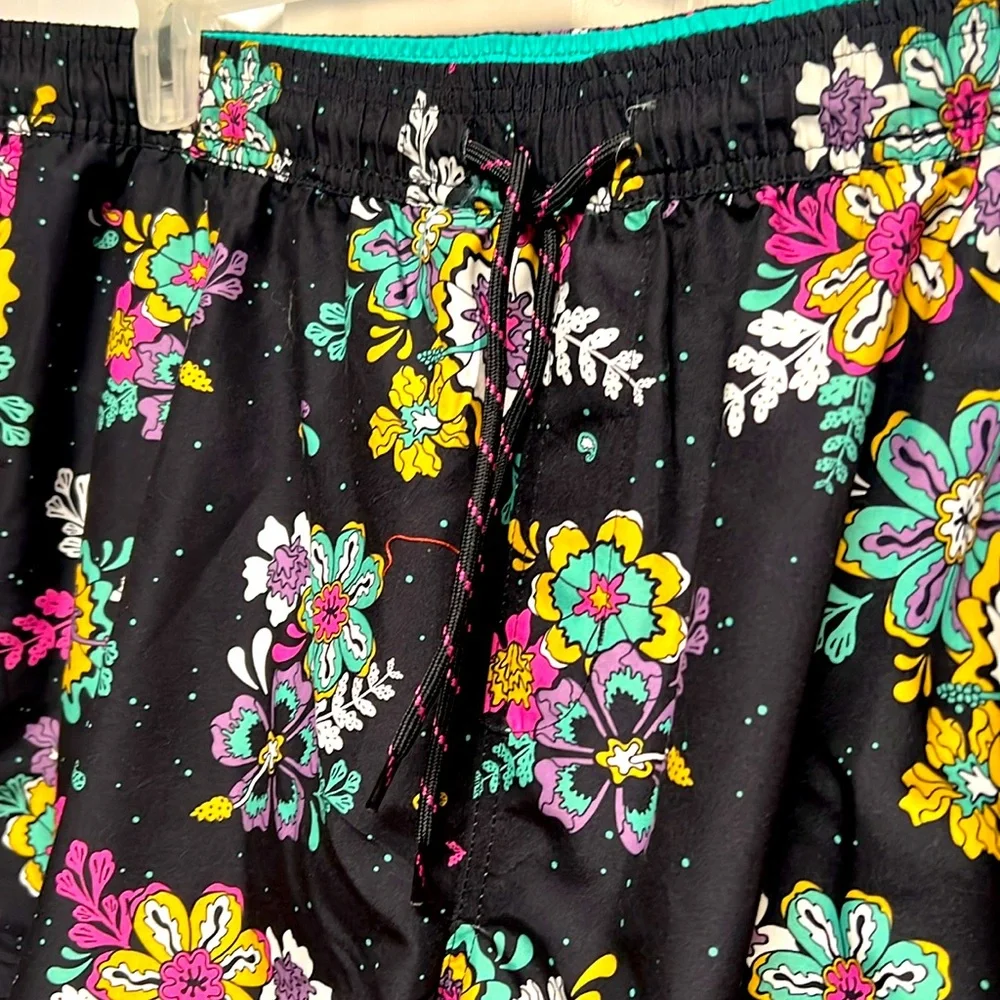 No Boundaries Black Floral Print Pocket Swim Trunks Size 2XL NWT